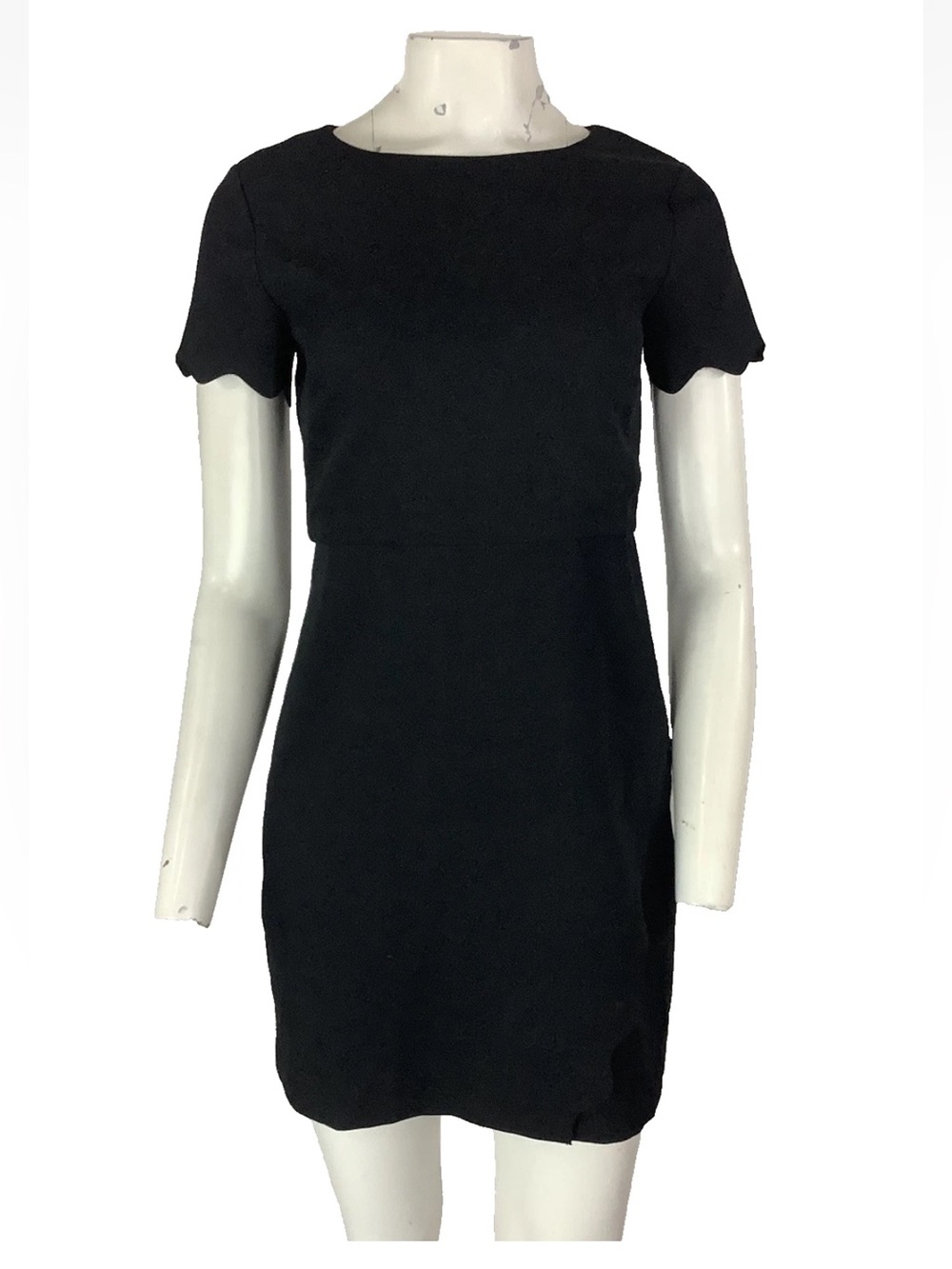Loft Sz 2P Flutter Sleeve Faux Wrap Fit & Flare Mini Cocktail Dress Black